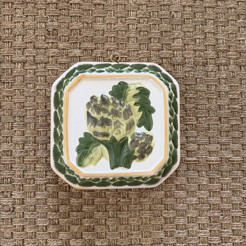 Vintage Ceramic Artichoke Mold Wall Hanging 8” X 8” Italian